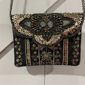Black Bead Black and Gold Shoulder Bag